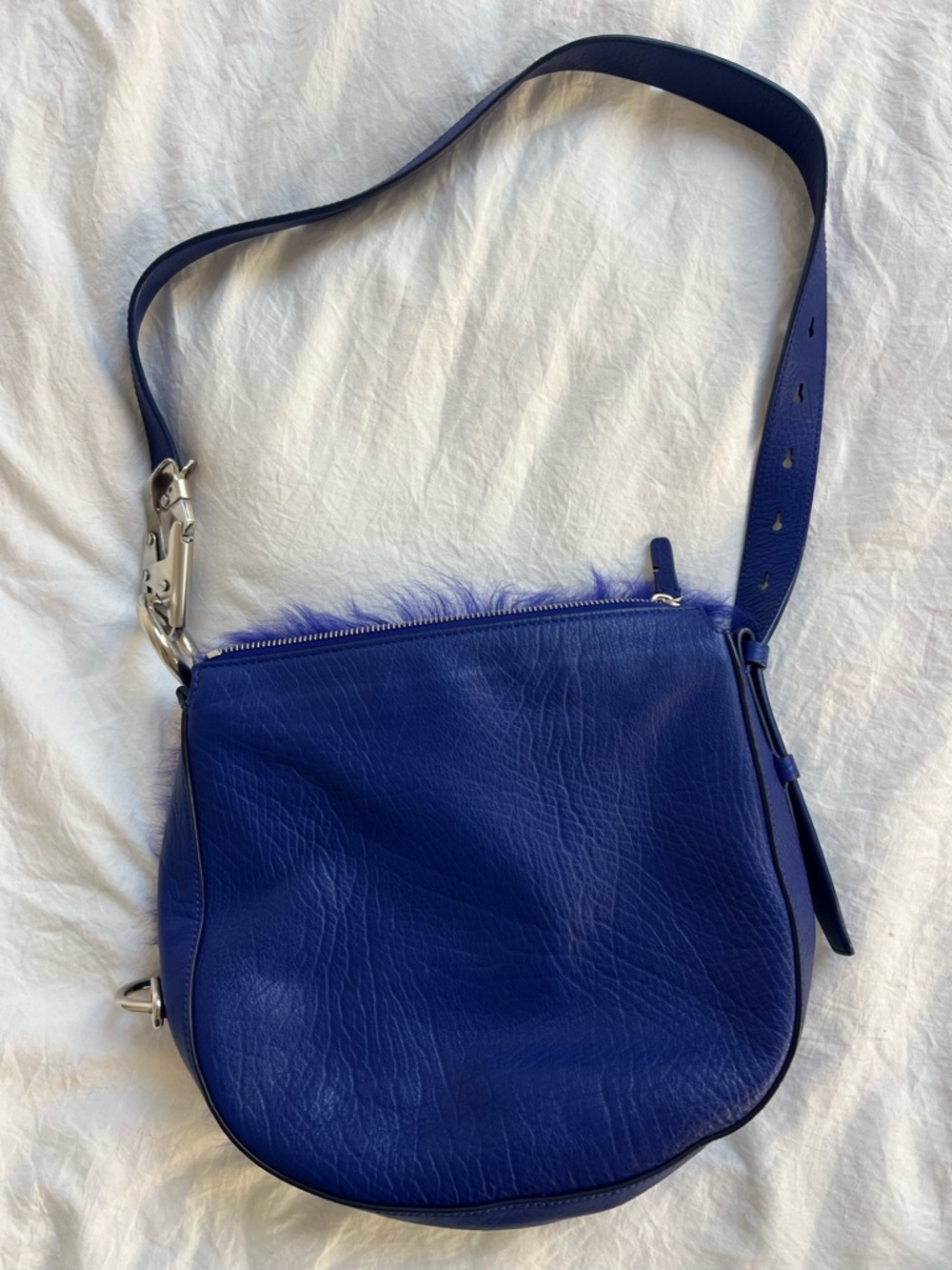 Burberry Royal Blue Faux Fur Crossbody Bag - Picture 2 of 6